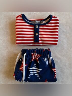 Millie & Maxx Boys 2T Patriotic Stripe & Star Shorts Set